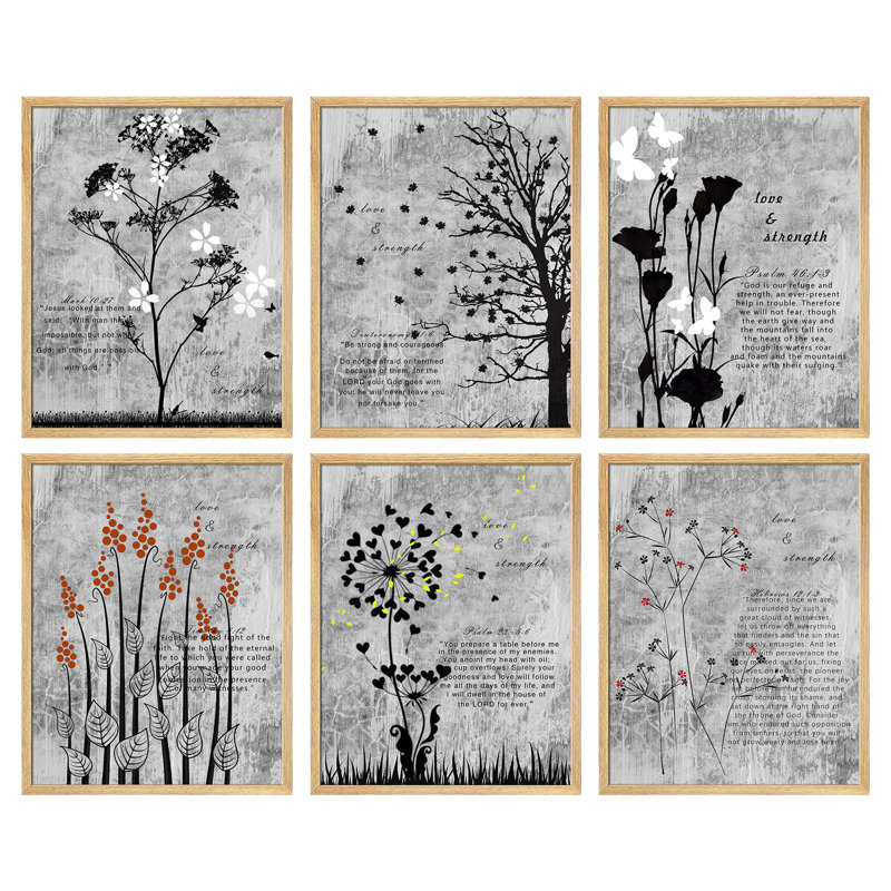 Abstrait, art floral botanique gris rustique, affiche encadrée, art mural, Naturel, H 16 po x l 12 po