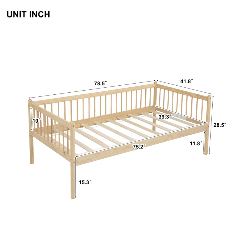 Lit de jour double en pin, avec rangement, style rustique moderne, gain de place., Tanné