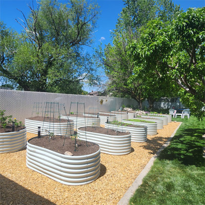 Jardinière surélevée en acier galvanisé blanc Anleolife 8x4x2 pi