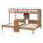 Twin over Twin Bunk Bed with Built-in Desk, Storage Shelves & LED Reading Light,Natural-777582349