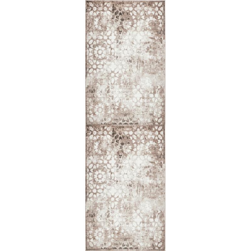 Brandt Floral Area Rug, Brown/Cream, Runner 2' x 6'7"