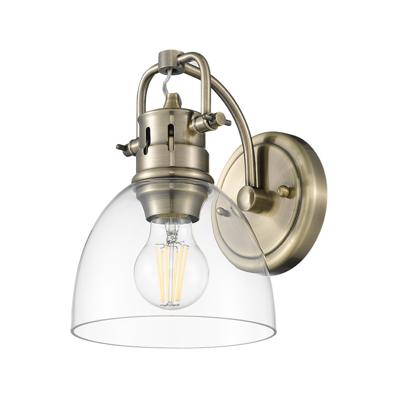 Meuble-lavabo 1 lumière avec verre transparent Iftimie, Laiton vieilli