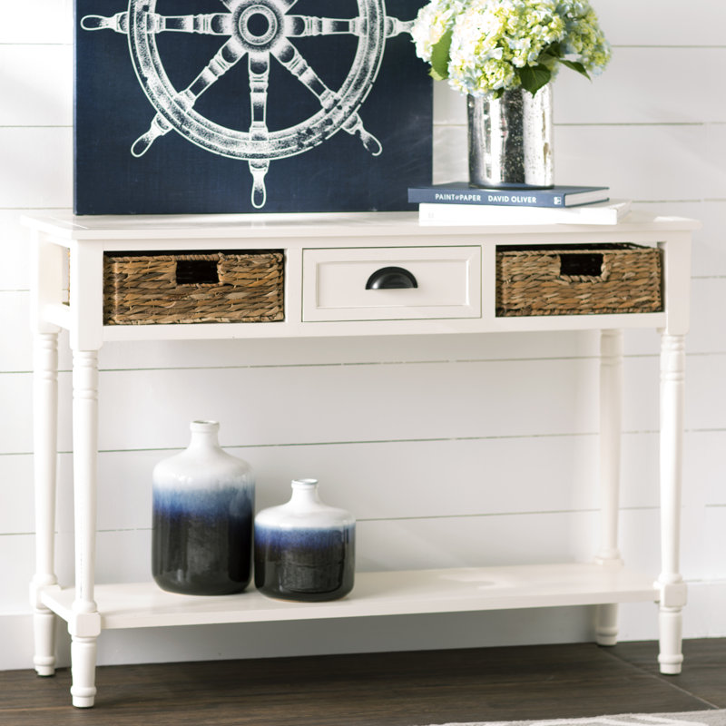 Console en bois massif 44,5 po Painswick, Blanc patiné