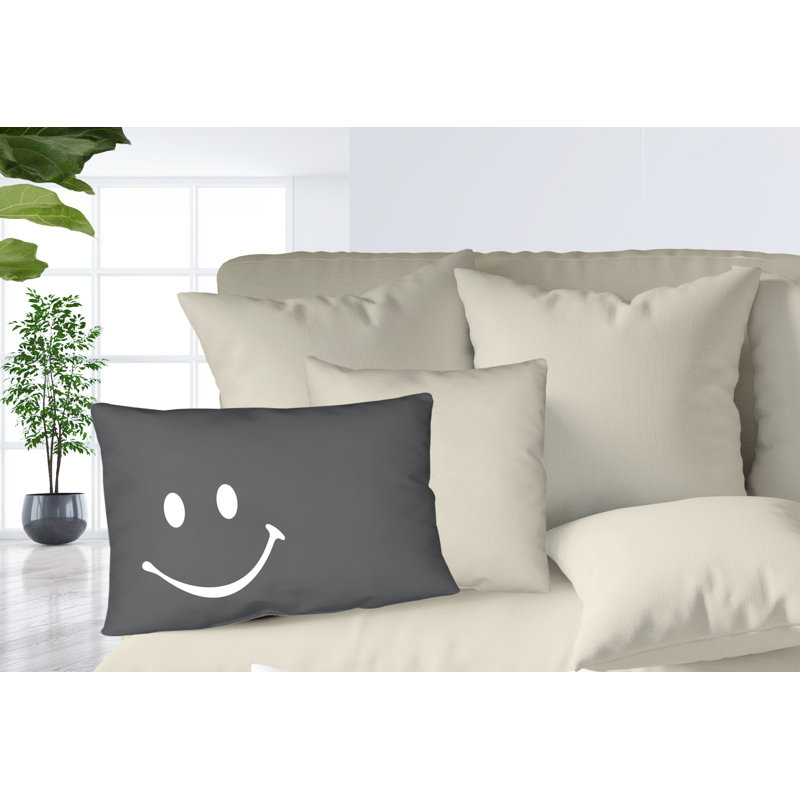 Housse et insert de coussin rectangulaire Sweet Sweet Smiley Face, Gris