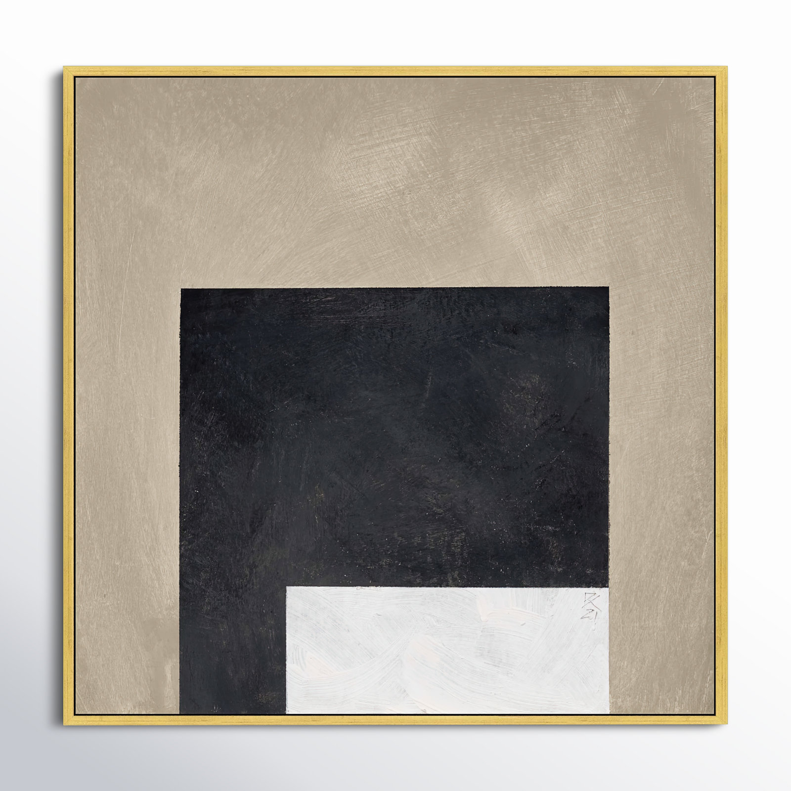 Infinite Black Print by Robert Kamnatnik, 24" H x 24" W x 1.38" D, Gold Framed Canvas