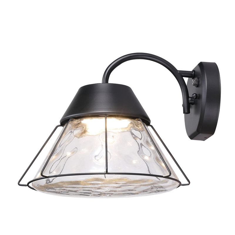 Lakestone Dusk To Dawn Outdoor Sconce Light - Decorative LED Exterior Light Fixture With Photocell For Deck, Porch & Patio Lights, Matte Black