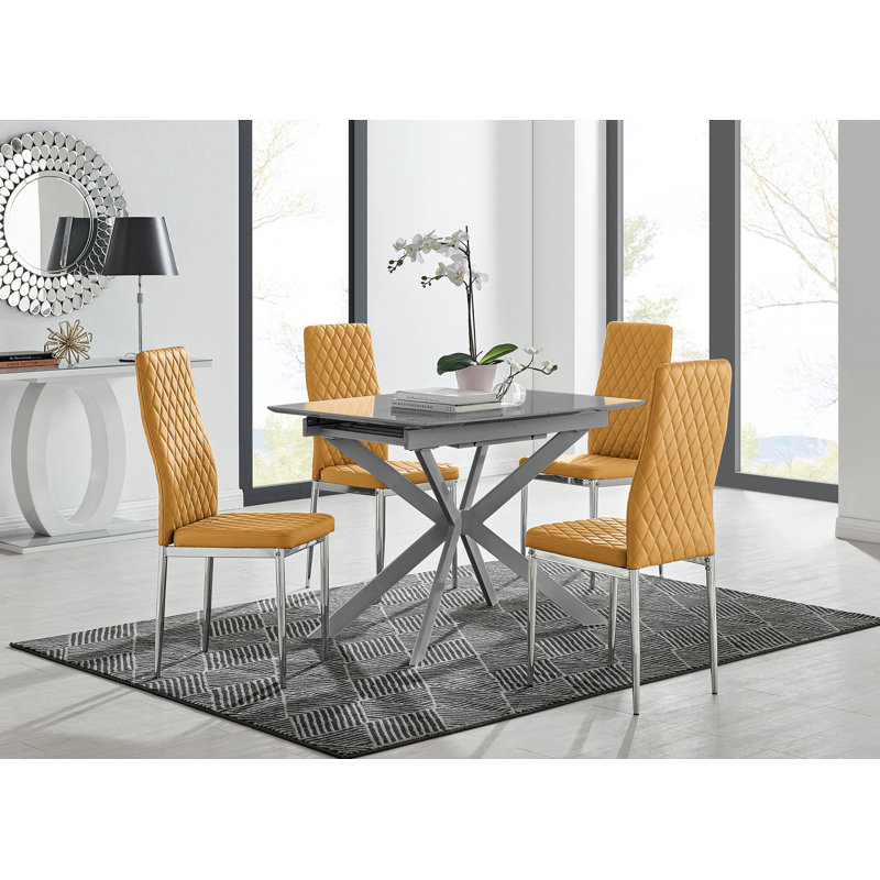 Drop Leaf Dining Set, 4, Mustard
