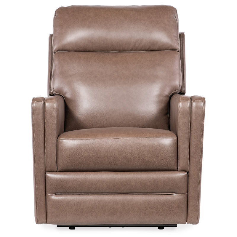 Twain Leather Glider Recliner, Umber