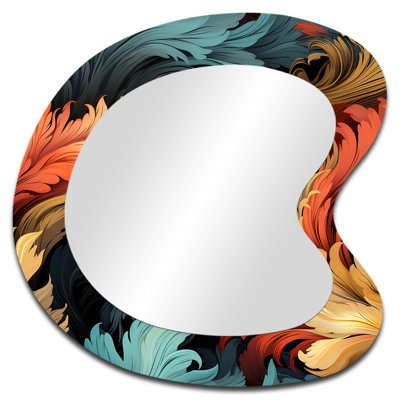 Painterly Damask Colourful Leaves - Abstract Asymmetrical Modern Large Wall Mirror