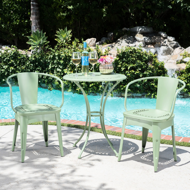 Ensemble bistro en fer 3 pièces, usage extérieur, résistant à l'eau, 62,1 cm x 62,1 cm x 74,9 cm, 15,3 kg, Kd Metal For Living, résistant à l'eau.