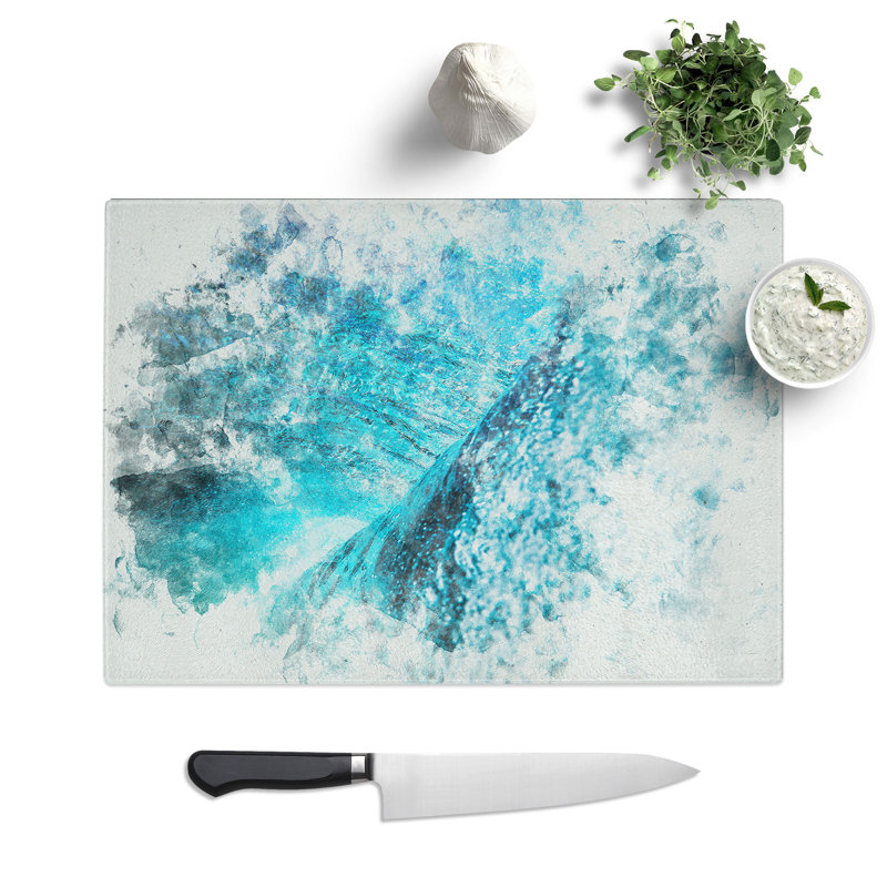Tempered Glass Beautiful Wave Chopping Board, 28.5 cm x 39 cm