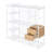 Armoire ouverte avec rails suspendus, tablettes et tiroirs, blanc