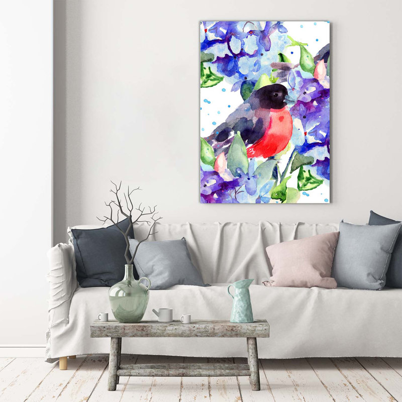 Birds And Flowers - Wrapped Canvas Print
