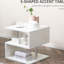 Table de salon blanche en forme de S, 20 po avec rangement, conception de café moderne et pratique
