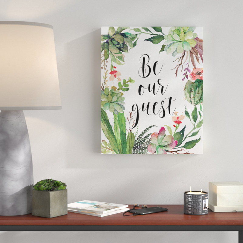 «Be Our invité Floral Wreath», impression, H 20 po x l 16 po, Toile tendue