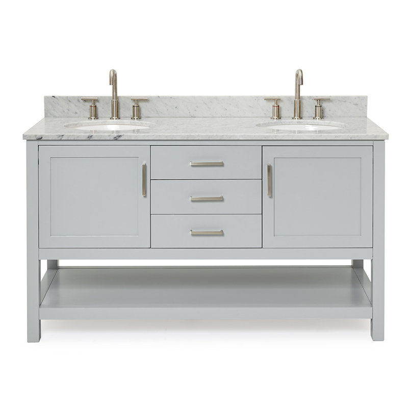 Bayhill 73'' W Double Vanity, Oval, Gray, 61"