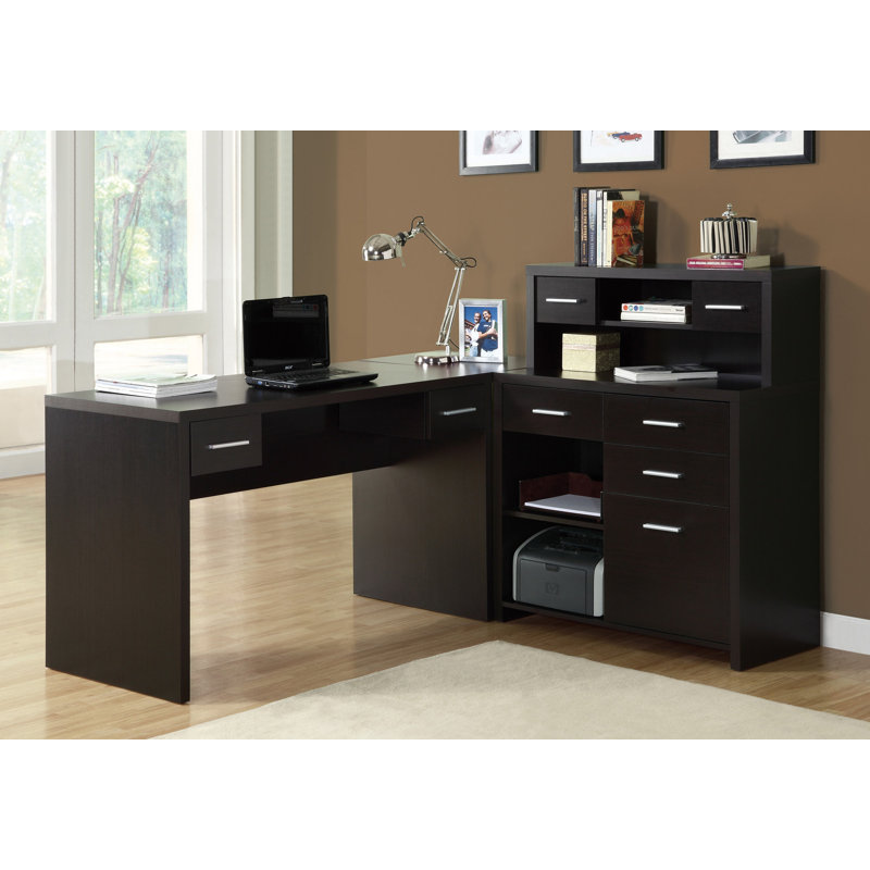Aschley Computer Desk Home Office Corner Storage Drawers L Shape Work Laptop Laminate, Black