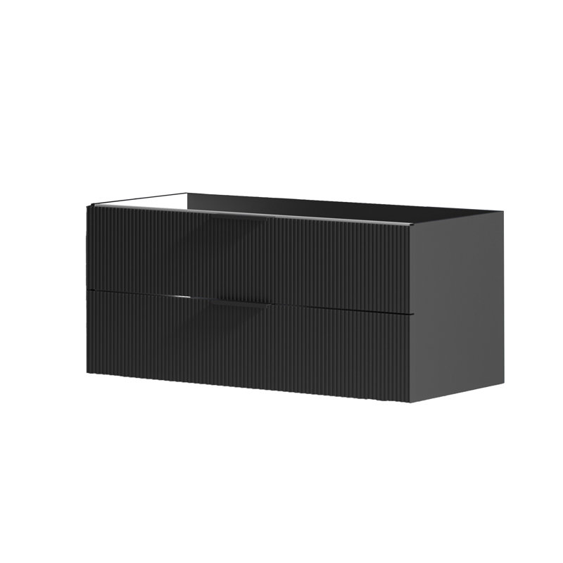 Meuble-lavabo de salle de bain avec lavabo mural noir avec lavabo en céramique, Noir, 48"