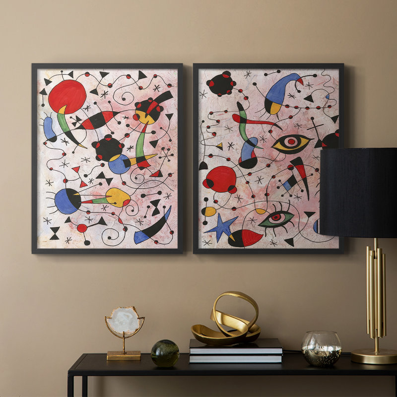 «Miro Memoirs I», reproduction encadrée de qualité supérieure - prête à être accrochée - aucun clou requis - aucun clou requis