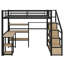Lit mezzanine en métal avec escalier, bureau intégré et tablettes