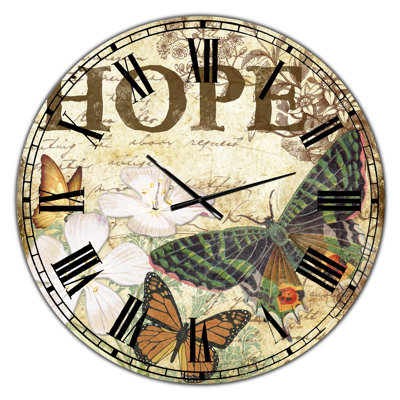 Horloge murale Inspirational Butterflies Hope