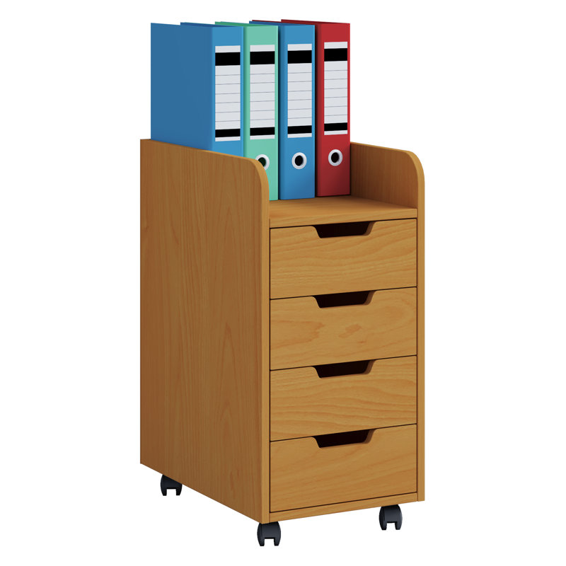 Fordham 33cm Wide 4 -Drawer Mobile Solid Wood File Cabinet, Light Brown