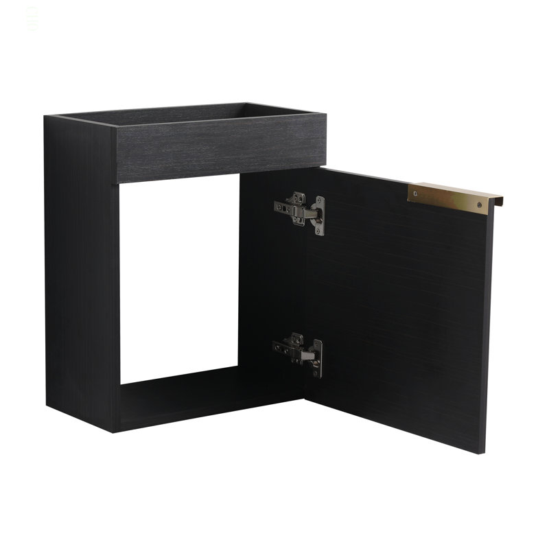 Meuble-lavabo à fermeture en douceur avec lavabo, 16 pouces pour petite salle de bain, Black Chestnut, Black Chestnut