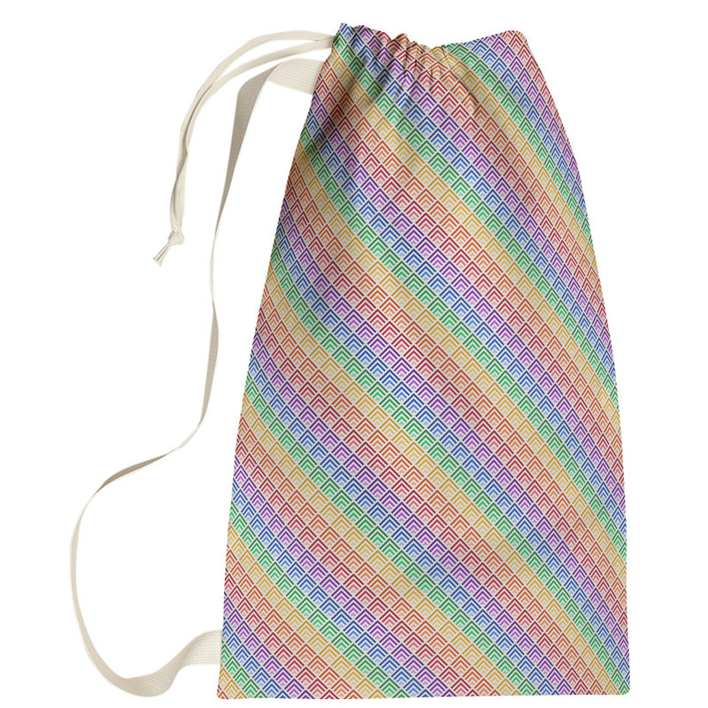 Kitterman Fabric Laundry Bag with Handles, Small ( 64" H x 20" W x 1.5" D), Green/Blue/Pink