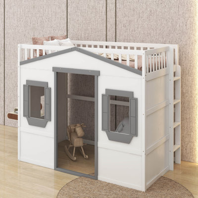 Twin House Loft Bed With Ladder