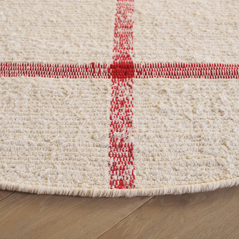 Tapis Montauk 322 ivoire / rouge, Rond 6 pi