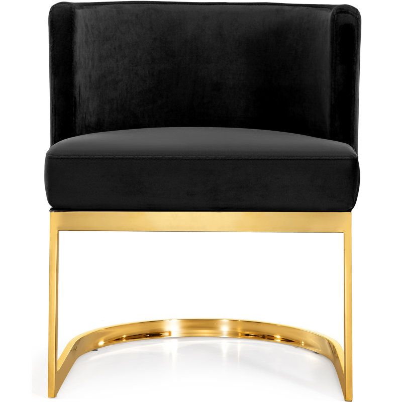 Fauteuil à oreilles Gianna Barnier, Doré, Velours noir
