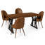 Ensemble de table de salle à manger 5 pièces avec chaises rembourrées, table rectangulaire aspect bois et base en métal-130702056-130702058