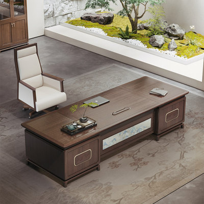 78.74"Simple and modern Chinese-style brown executive desk