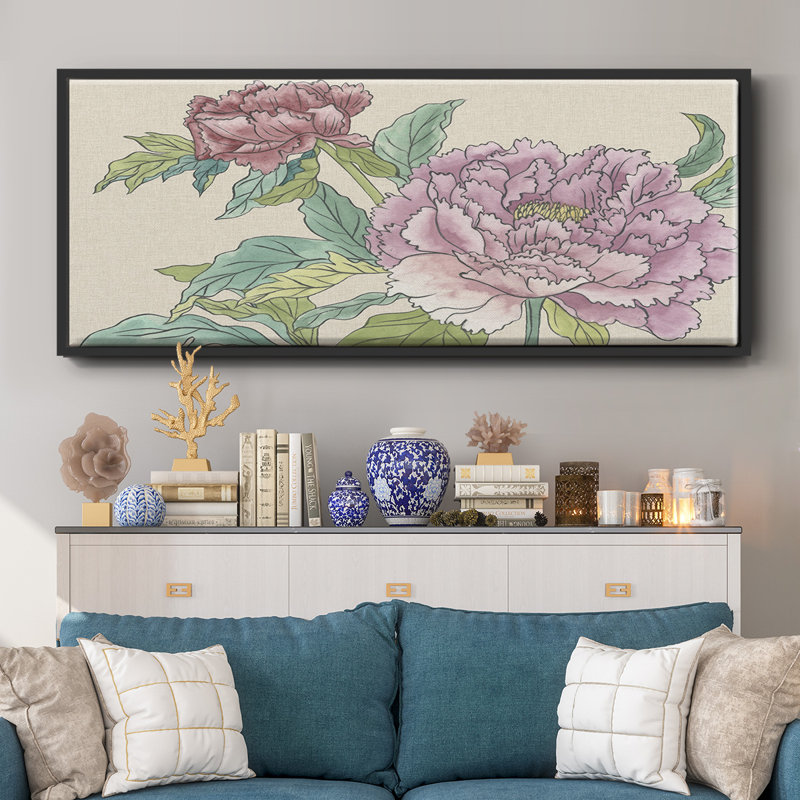 Peony Blooms I - toile encadrée, H 8 po x l 20 po
