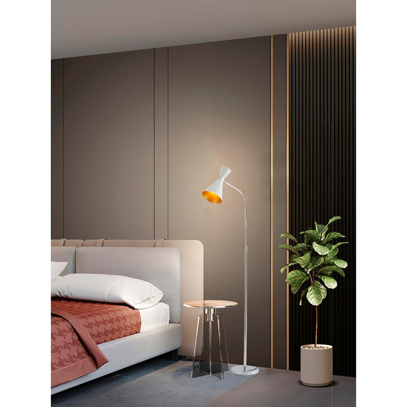 Lampe sur pied en fer blanc 1 lumière avec abat-jour