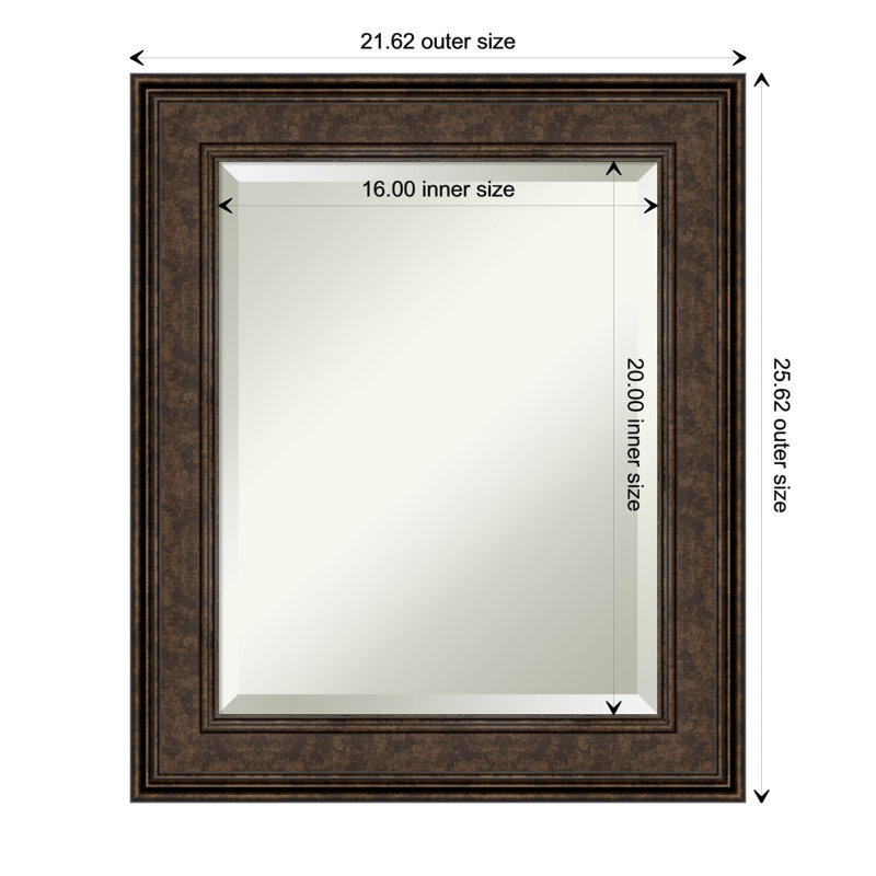 Fahlman Flat Wall Mirror, 25.5" x 21.5", Rustic Brown