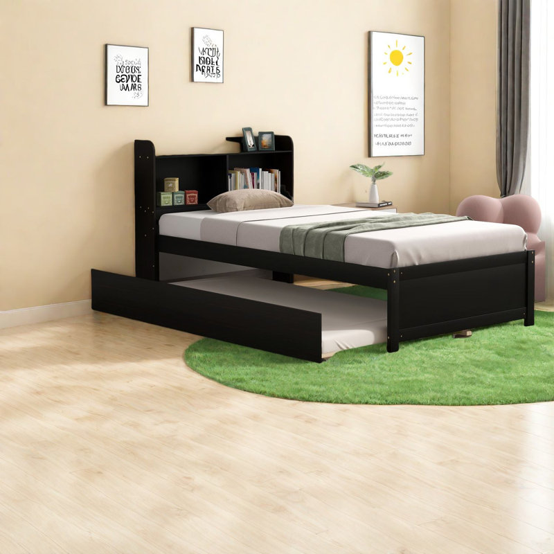 Lits simples multifonctionnels avec rangement en bois, conception moderne pour petits espaces