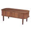 Table basse à plateau relevable de 39,4 po, table basse ovale cannelée avec 3 compartiments cachés, bureau central ovale en bois de style Mid-Century avec rangement, plateau de table relevable pour la maison et le bureau, assemblage facile, noyer