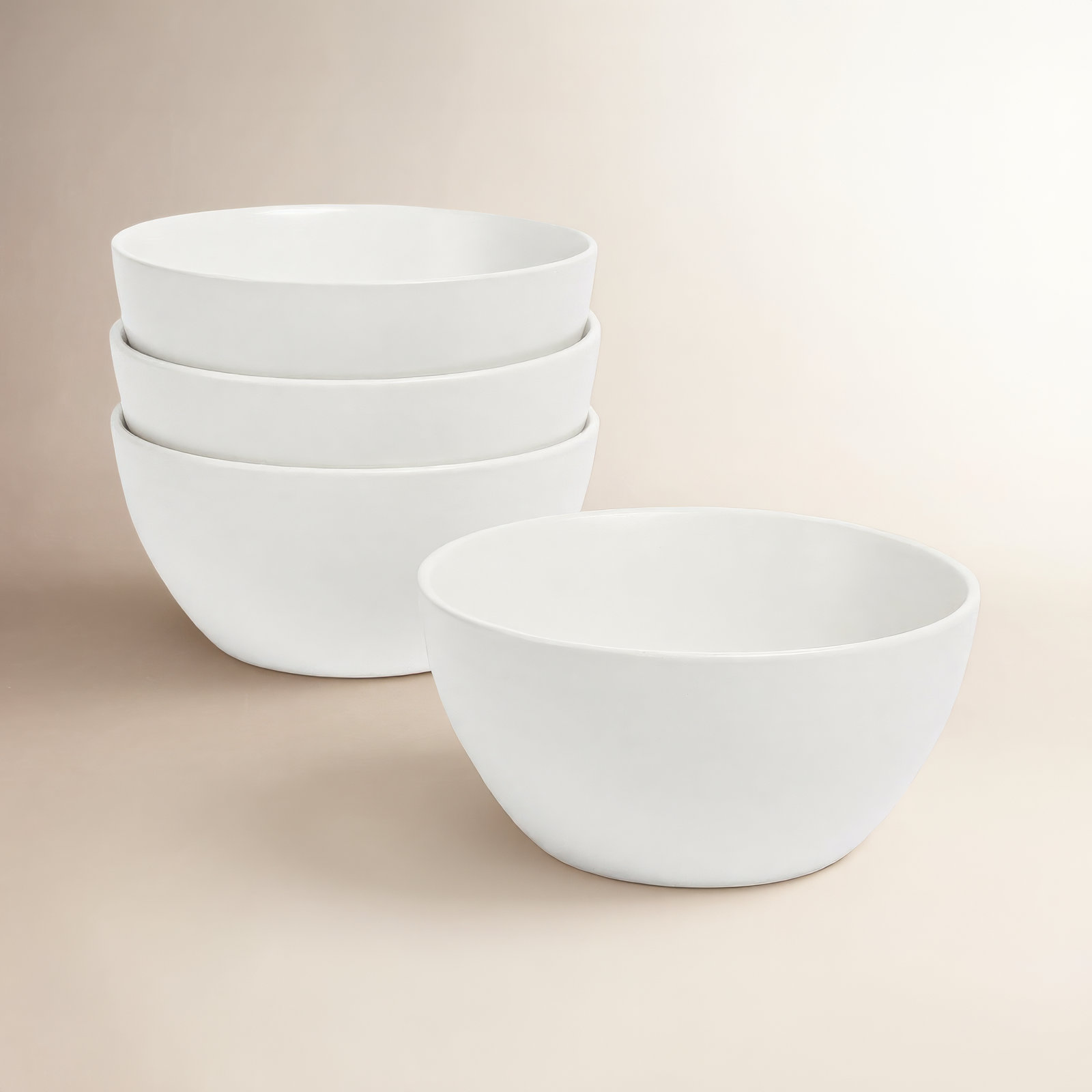 over&back Coupe Semi Hand-Finished Stoneware Cereal Bowls, White