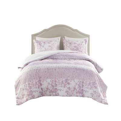 Ensemble de literie à motif floral rétro, ensemble de housse de couette simple / simple en polyester TG, romantique et confortable pour la maison