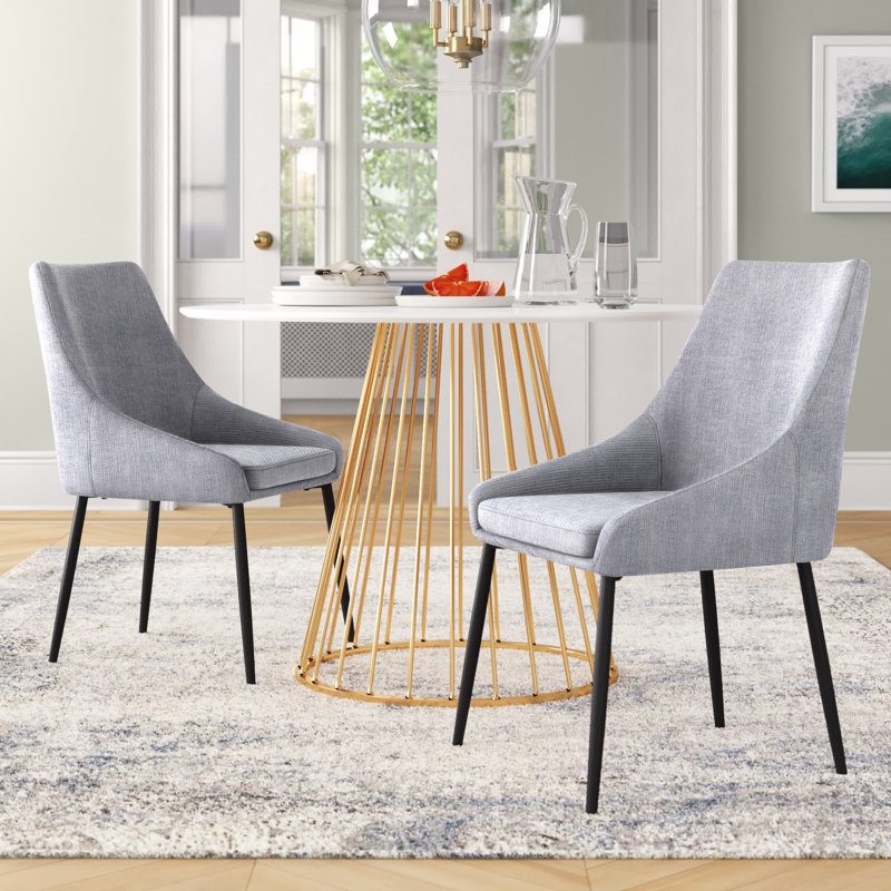 17.75'' H Corduroy Upholstered Side Chair, Corduroy Gray