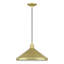 Luminaire suspendu en forme de cône doré 1 lumière avec accents en laiton poli et abat-jour en aluminium doré doux avec intérieur blanc-2051795163