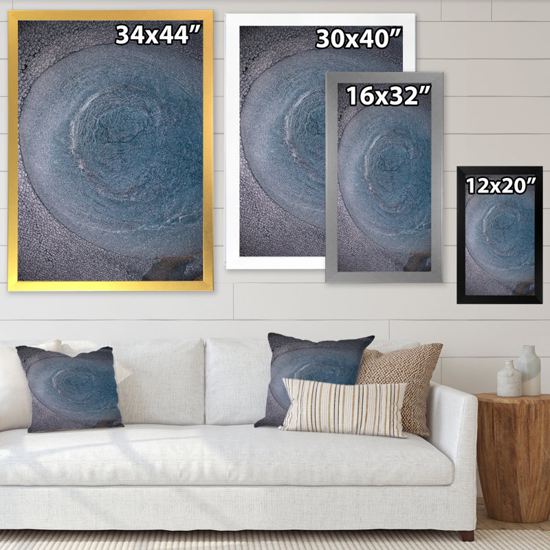 Luxe luxueux gris et bleu fluide Art III - décoration murale moderne en toile, Cadre noir, H 20 po x l 12 po x P 1 po