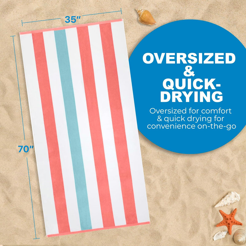 Broderie personnalisée de serviettes de plage, 100% coton, velours, rayé et surdimensionné 35 po x 70 po, Oui, Orange