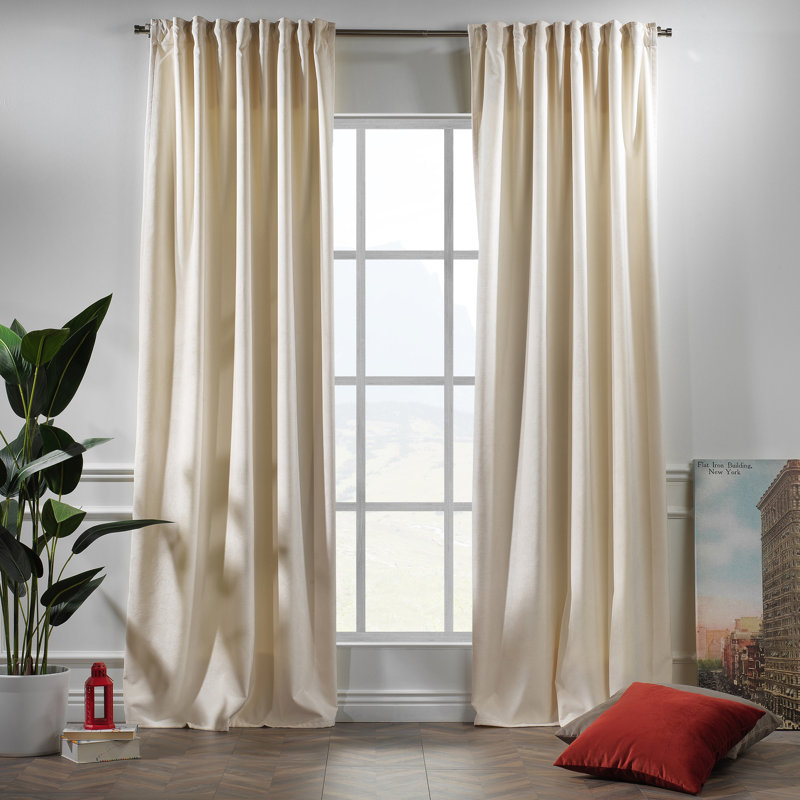 Matte Velvet Extra Wide x Extra Long Custom Made Decorative Double Panel, 52" W x 95" L, 12 Off White