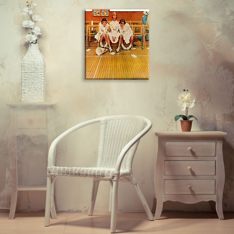 Toile tendue «Cheerleaders» par Norman Rockwell, H 18 po x l 13 po