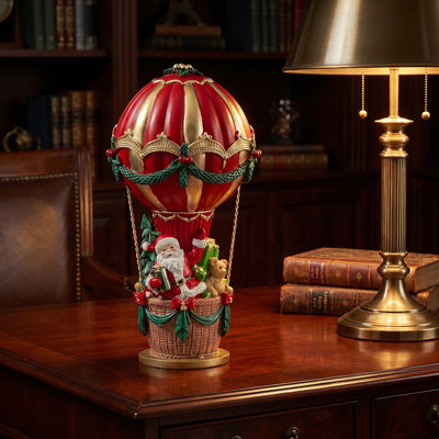 11" Resin Santa With Hot Air Balloon