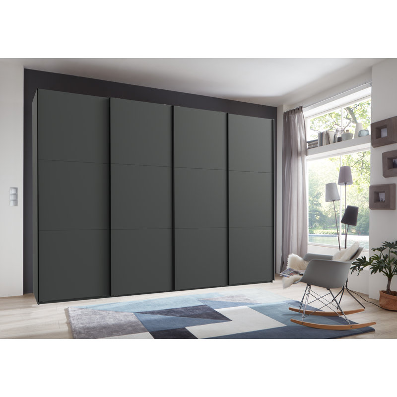 Guardino 4 Door Wardrobe, 216cm H x 300cm W x 65cm D, Graphite