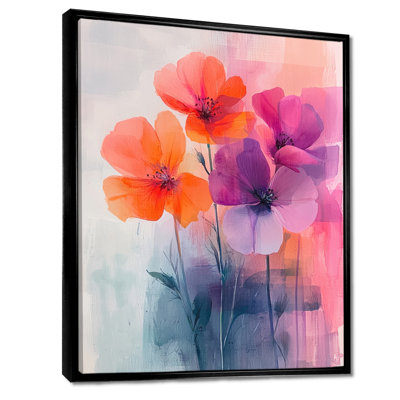 «Ryanne Abstract Geraniums In Summer Motion I - Geraniums», reproduction d'art sur toile encadrée