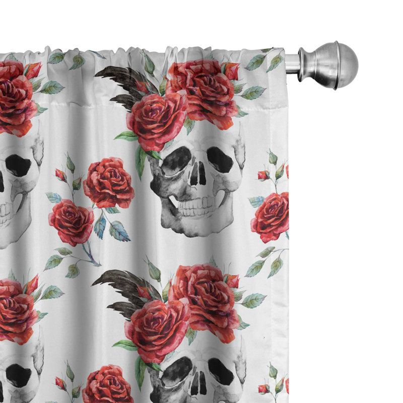 Rose Floral Semi-Sheer Rod Pocket Curtain Panels, 28" x 63"